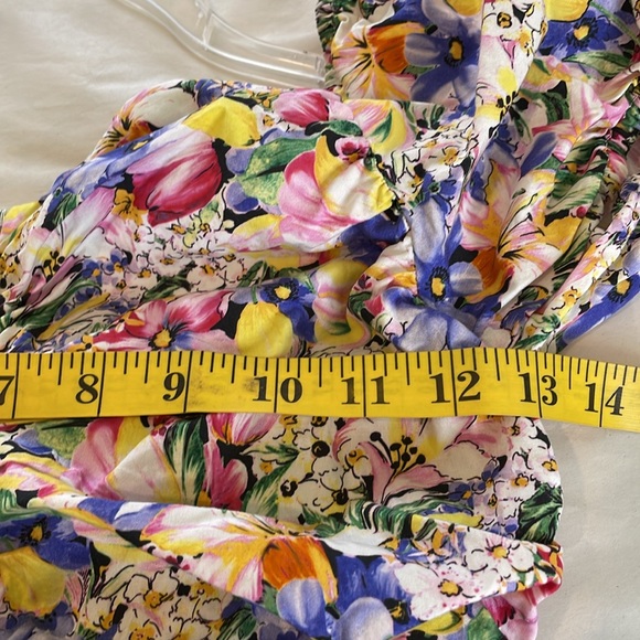 Zara Ruched Dress with Bright Floral Print, size S - Picture 10 of 11